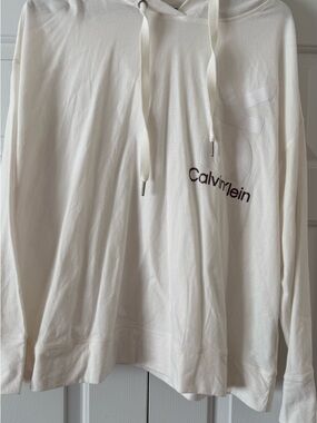 Calvin Klein Off-White Logo Pullover Hoodie